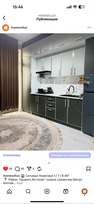 Uy sotiladi Yangi hayot Sputnik 7 1xonali 45 kvadrat