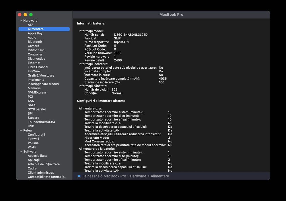 MacBook Pro 13" 2020 cu TouchBar - 325 de cicluri - Full Box