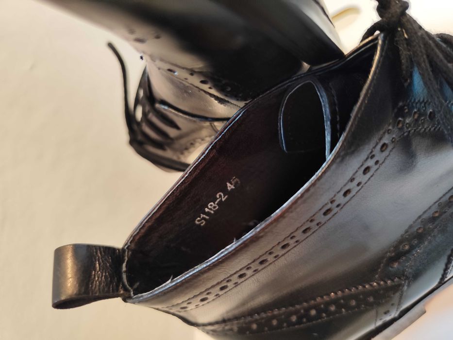 Ghete lace up brogue 45 Lav. Artigianale piele  naturala premium negru