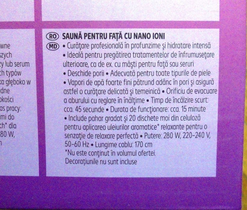 Vand sauna pentru fata cu nano ioni ,aparat nou