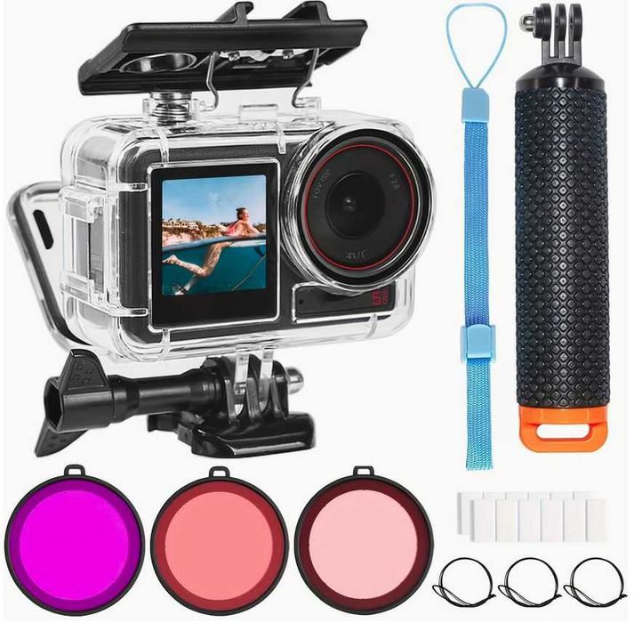 Stick + carcasa subacvatica DJI Osmo Action 3 / 4 / 5 Pro + 3 filtre