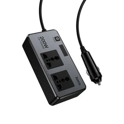Инвертор за кола 200W 12V Hoco 2 порта max PD66W/1C2A Z66 черно