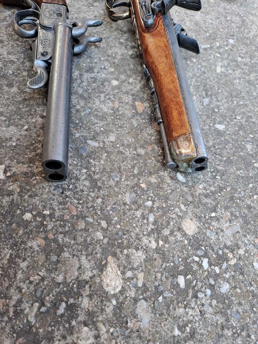 pistol panoplie flinta panoplie lemn metal bronz