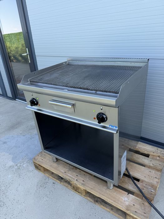 Gratar / plita electrica profesionala striata - 2 zone de gatit - suport inox - linia 700 - Italia - model nou