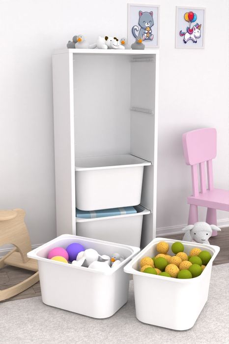Шкаф за съхранение, Етажерка за играчки с 4 кошници ПРОМО!