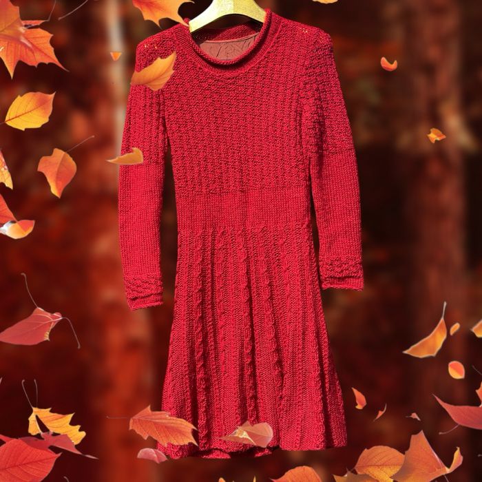 Плетена рокля в цвят керемидено червено