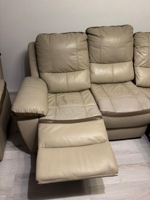 Canapea cu 2 fotolii Kring Royal din piele cu recliner