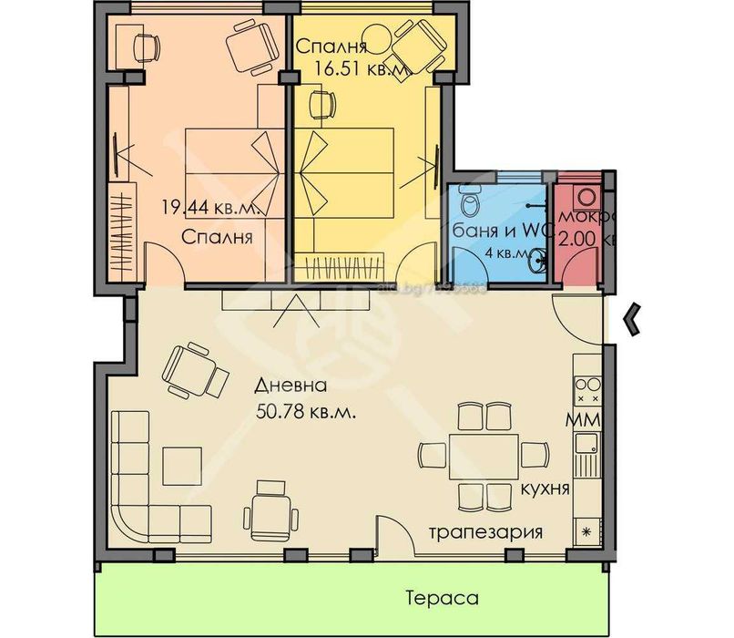 Тристаен апартамент в Сарафово 38318