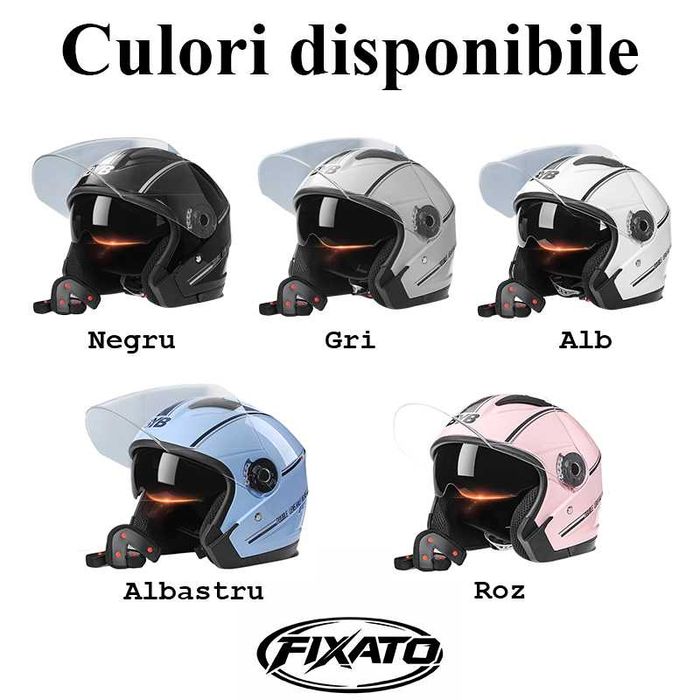 Casca Moto/Scuter/ATV, viziera dubla, marime universala, Neagra