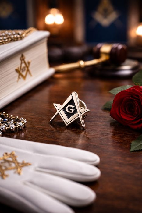 Pin Masonic Sacou – Compas si Echer, insigna masonica eleganta
