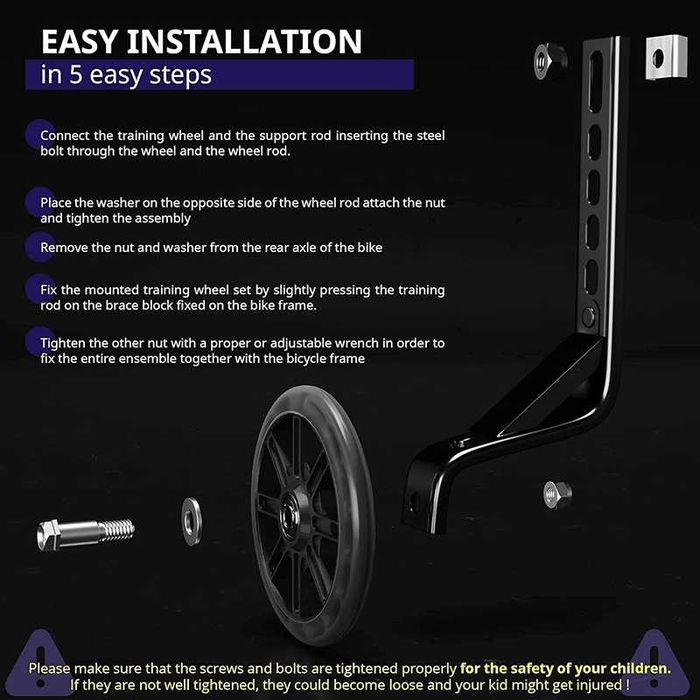 Универсални помощни колела за велосипед с размер 12-20" с LED светлини