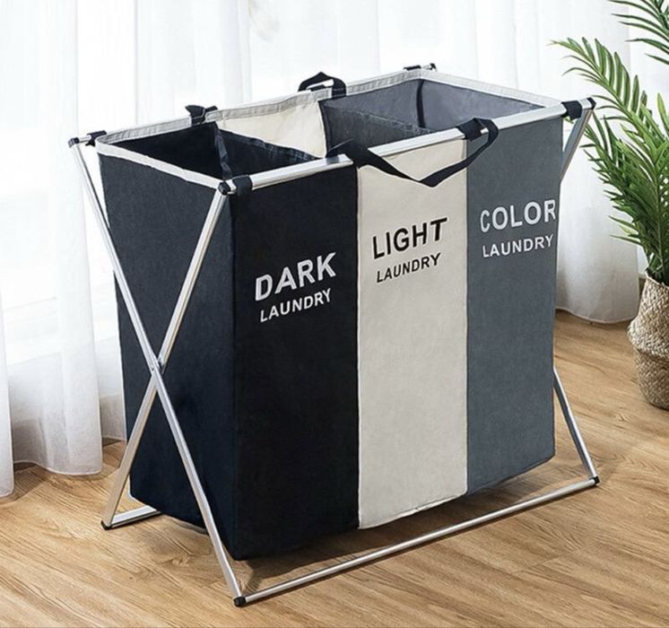 Складная корзина для белья с 3 отделениями