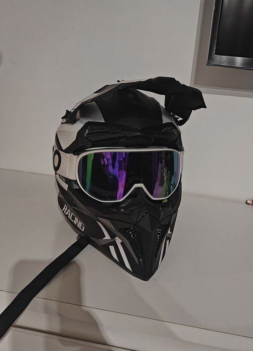 Casca MTB/enduro  silvis + ochelari