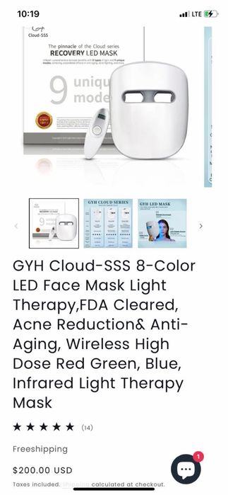 LED маска за лице със светлинна терапия, одобрена от FDA
