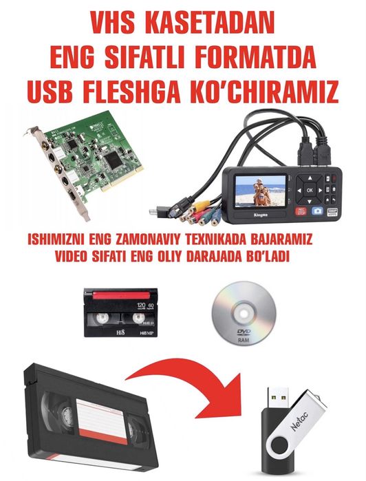 VHS video, Mini DV kasetadagi videolarni Fleshkaga o'tkazib beramiz