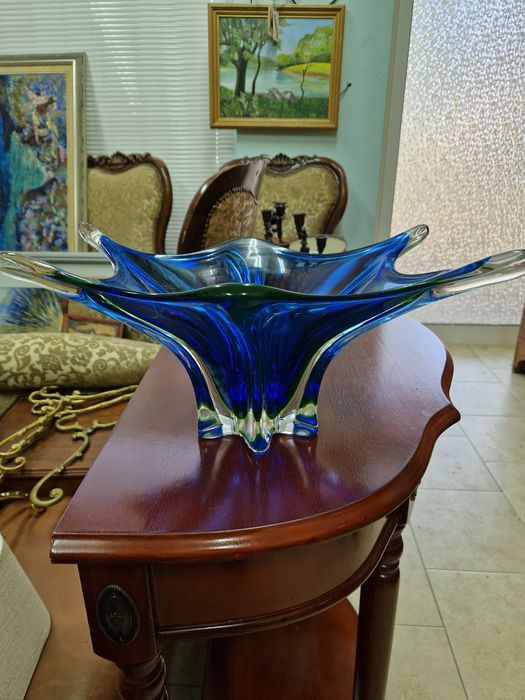 Превъзходна антикварна  кристална купа фруктиера Бохемия