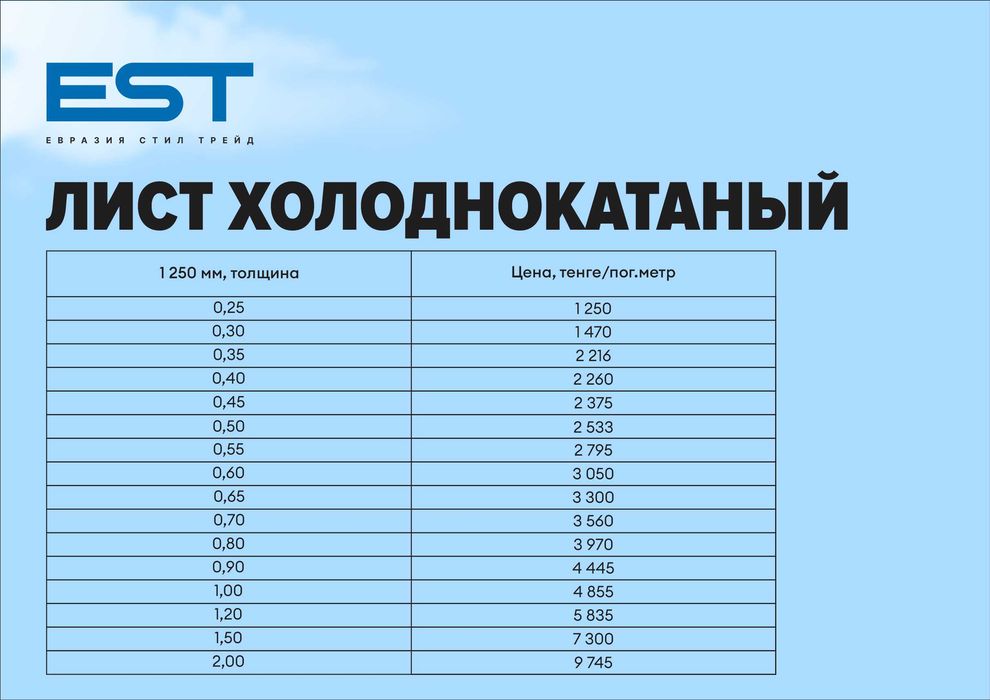 Стальной лист по цене от производителя в Астане