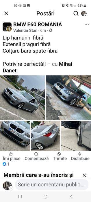 Lip prelungire buza față din fibra de sticla bmw e60 e61