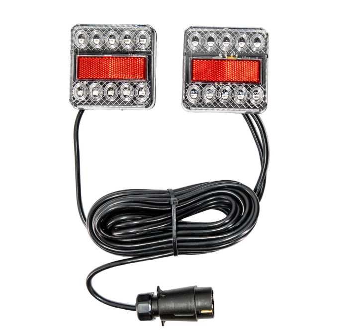 LED стопове за ремаркета и колесари, 12 V, пет функции, с магнит