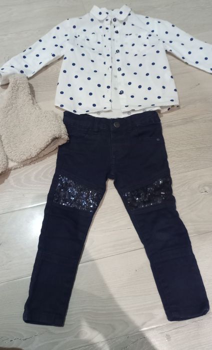 Set 3 piese blugi camasa și vesta blanita marimea 98