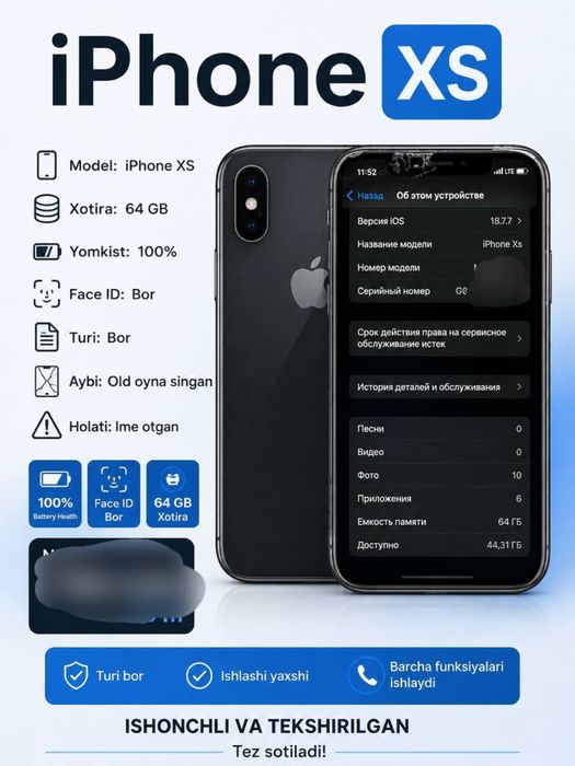 iPhone xs holati rasimda