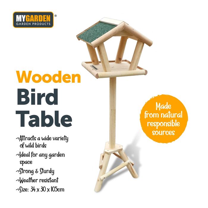 Дървена храника за птици за градина