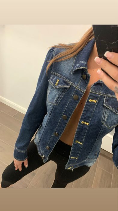 Jacheta de blug, bleumarin, cu buzunare, material cu structura, noua