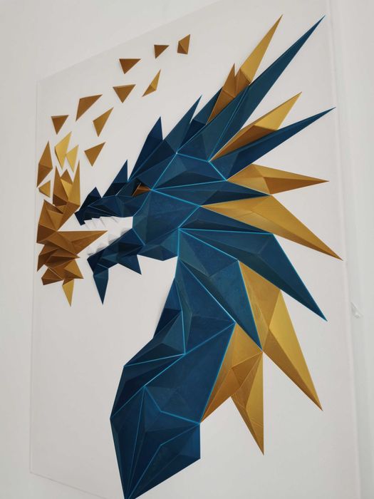 Tablou Dragon lowpoly printat 3D 60/80cm