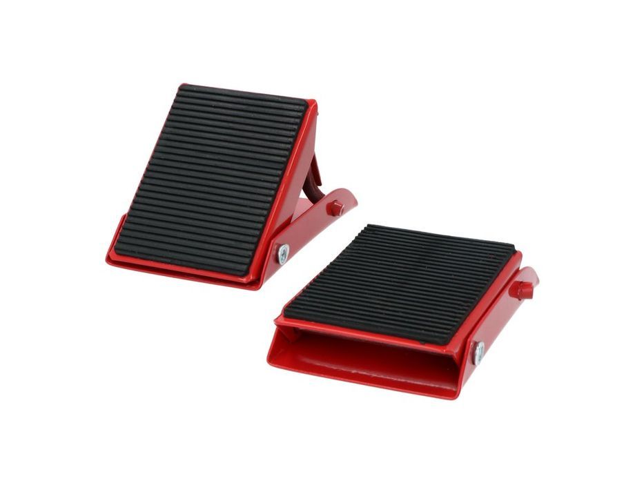 Set 2 cale roata auto Carpoint pliabile, din metal, cu suprafata antiderapanta, pentru remorca si rulota de pana la 900 kg, rosu/negru