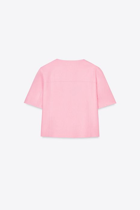 Zara дамски блейзър с къс ръкав от лен