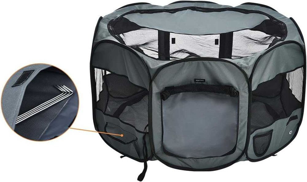 Tarc pentru animale ,pliabil octogonal Amazon Basics , 114 cm, gri