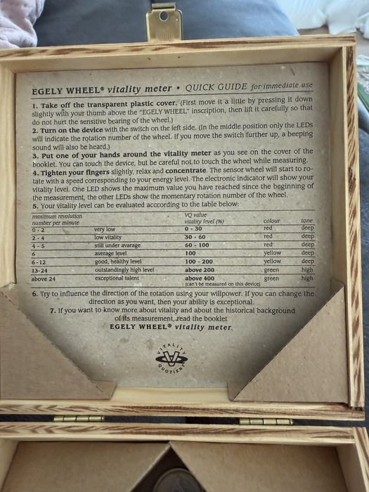 Egely Wheel aparat masurat vitalitatea