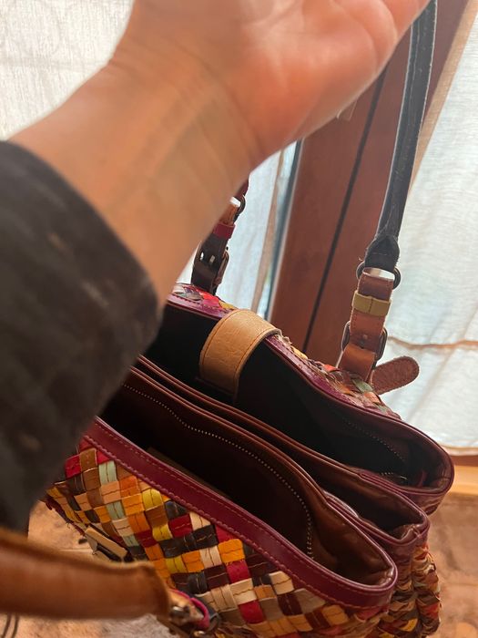 Geantă piele NATURALA multicolora MENHARD