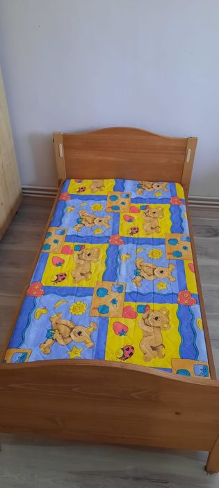 Pat copii 140x70 cm cu saltea 5 cm grosime