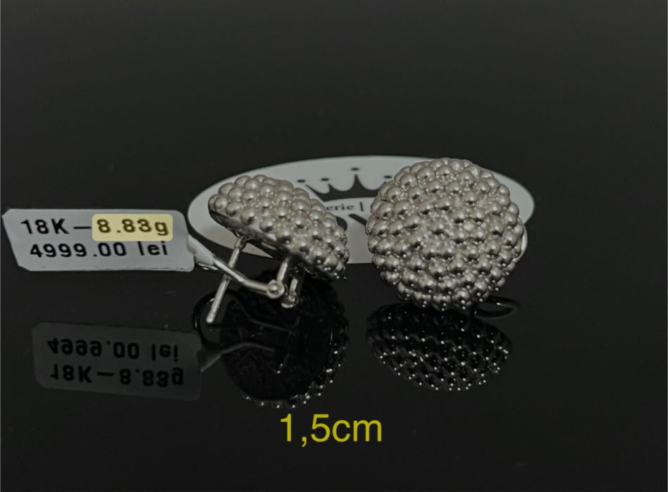 Bijuteria Royal CB : Cercei aur alb 18K 8,83 grame