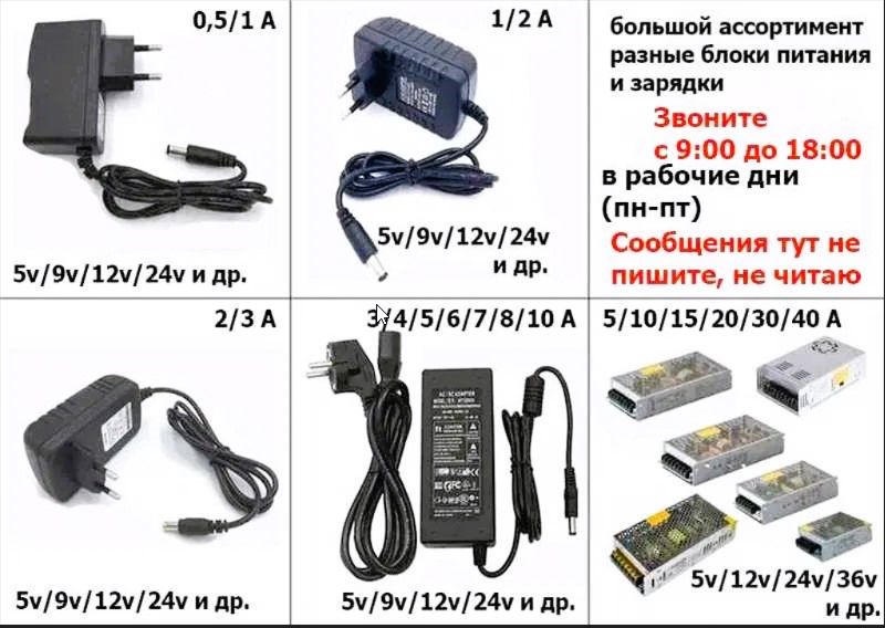Блок питания, зарядка, адаптер 12В. 1А/1,5А/2 ампера