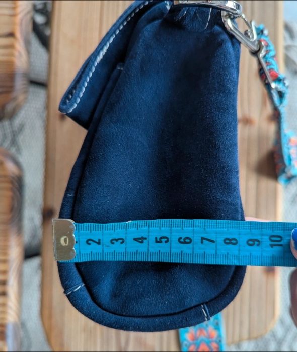 Geanta de piele întoarsă, albastru cobalt, Baumann Dekor