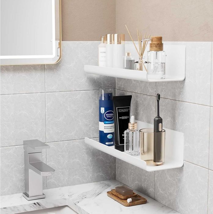 Rafturi perete suspendate set 4 buc decor living baie bucatarie rafturi perete plastic alb sau negru display decorativ