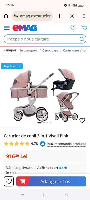 Cărucior copii 3 în 1