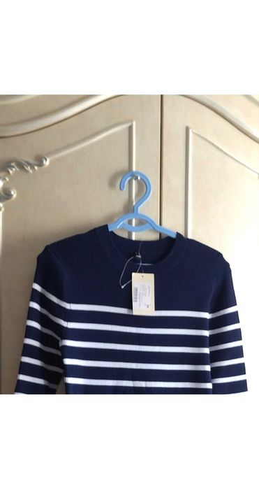 Платье" L"Стреч.Синее.Белый