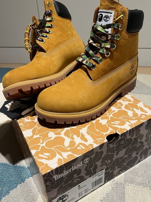 Ghete Timberland x BAPE 6-Inch Premium Wheat, mărimea 43, noi în cutie
