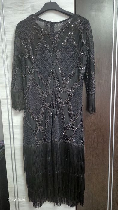 Rochie neagra cu franjuri nr 46