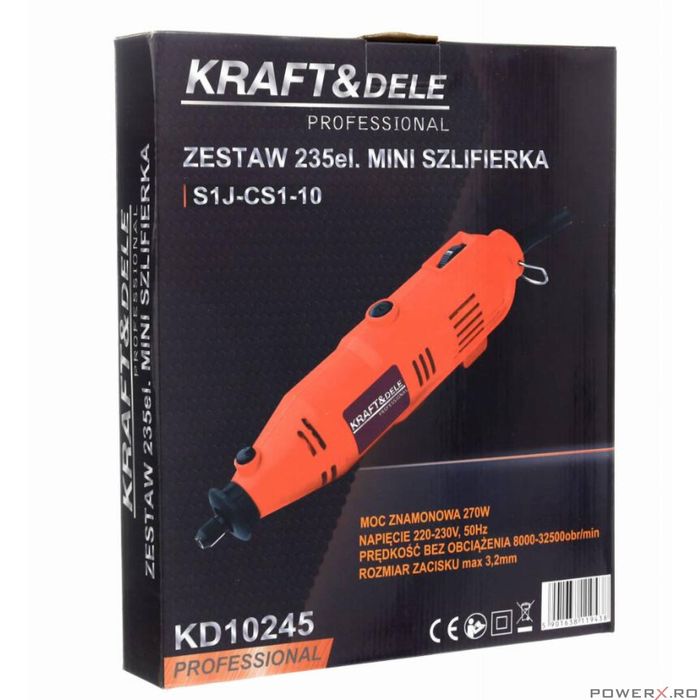 Mini polizor 270 W, biax 235 piese, 32500 rpm, Kraft