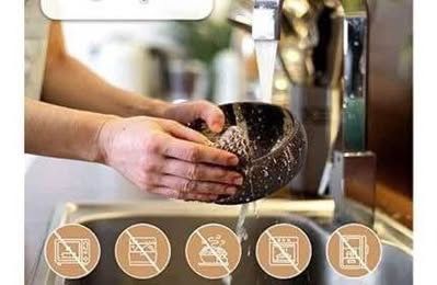 Set  BIO din 2 boluri de nucă de cocos și Tacâm din bambus