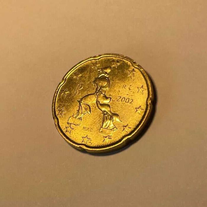 RARA- Moneda de eroare 2002 Italian Euro Cent R