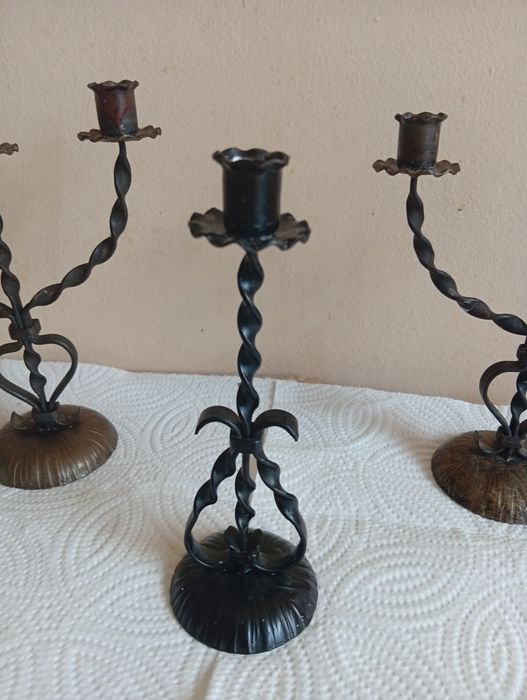 3 бр. свещници ковано желязо вис. 18 см