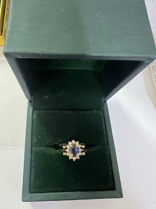 Кольцо трансформер с изумрудом и сапфиром