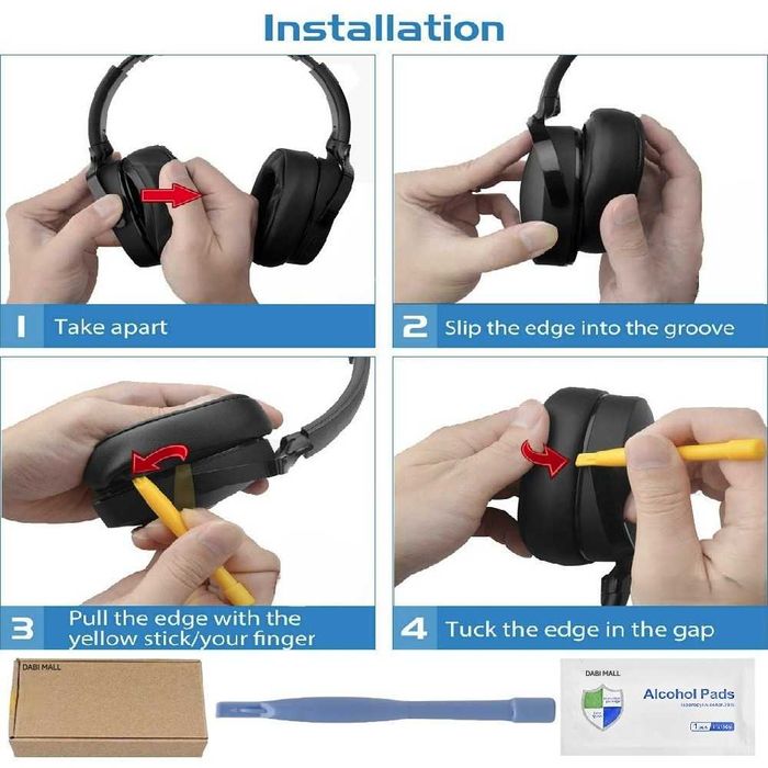 Set 2 bureti pentru casti Skullcandy Crusher Wireless 2.0 / 3.0 / Evo / ANC 1, Hesh 3 / Evo / ANC, Venue ANC - Spuma cu memorie - Piele ecologica
