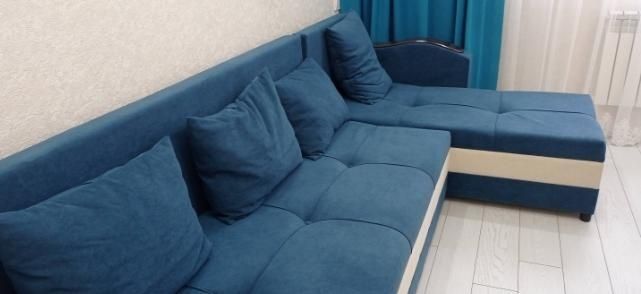 Диван раскладной угловой синий