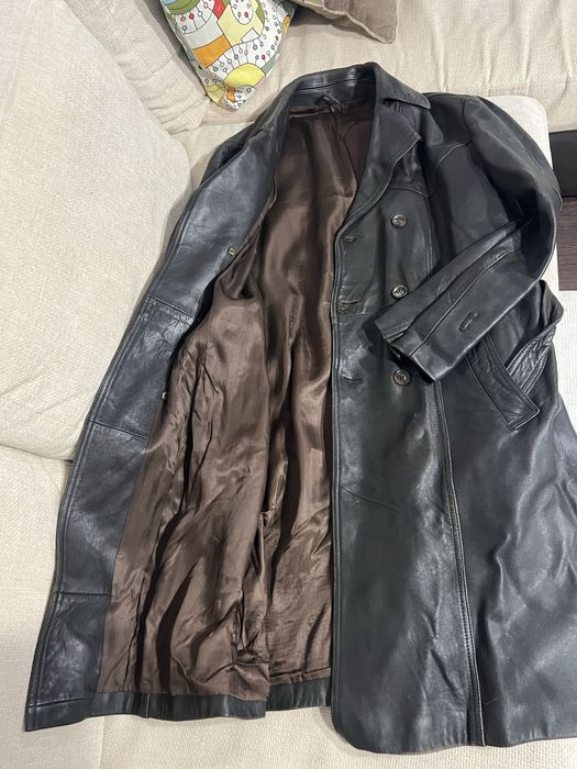 Geacă bărbați, lungă din piele